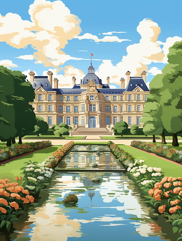Palace Of Fontainebleau Gardens France Illustration 3
