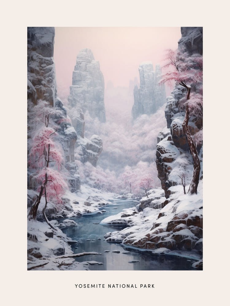 Dreamy Winter National Park Poster  Yosemite National Park United States 2