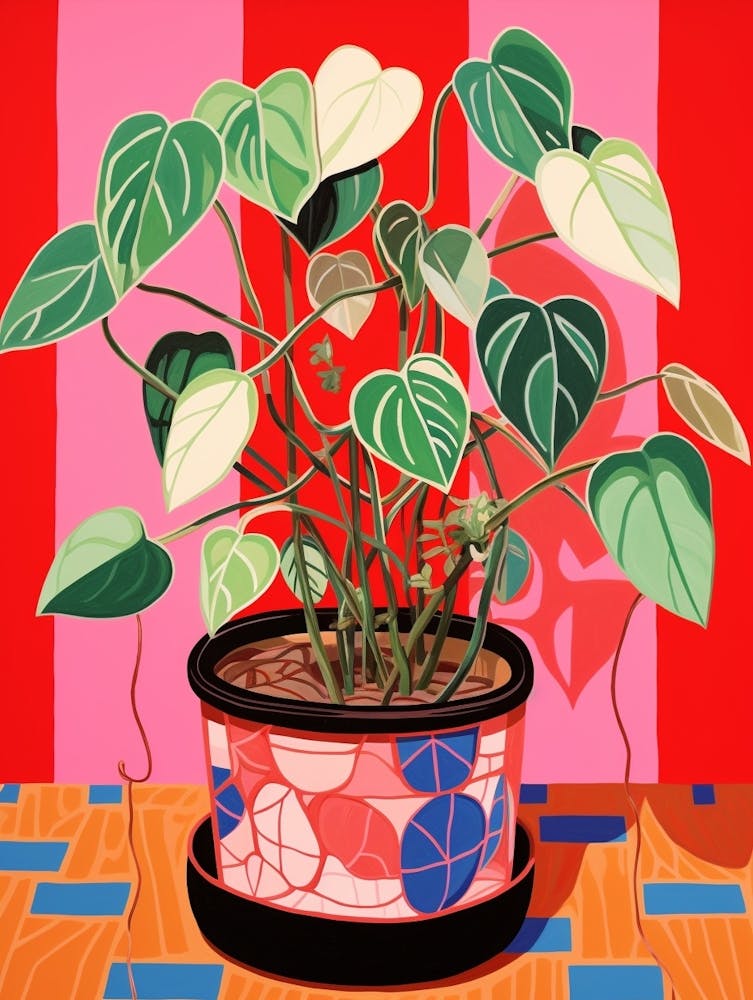 Pink And Red Plant Illustration Rubber Plant Tineke Ficus 4
