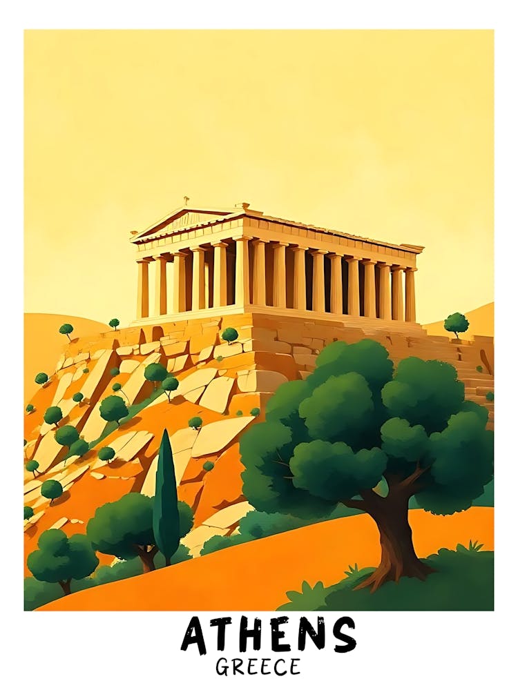 Athens Greece Vintage Travel Poster 3