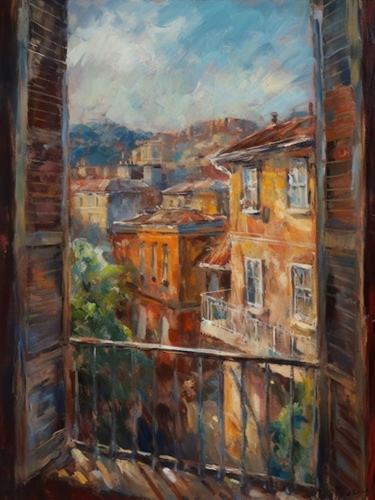Window View Of Sydney In The Style Of Impressionism 4