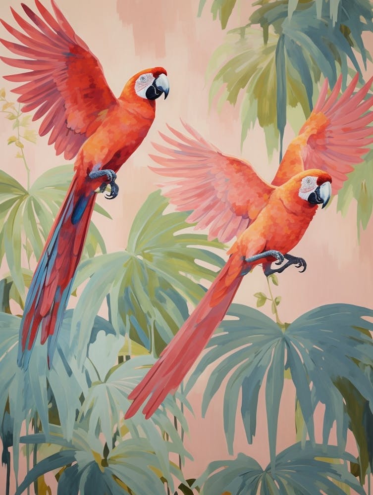 Vintage Japanese Inspired Bird Print Macaw 1