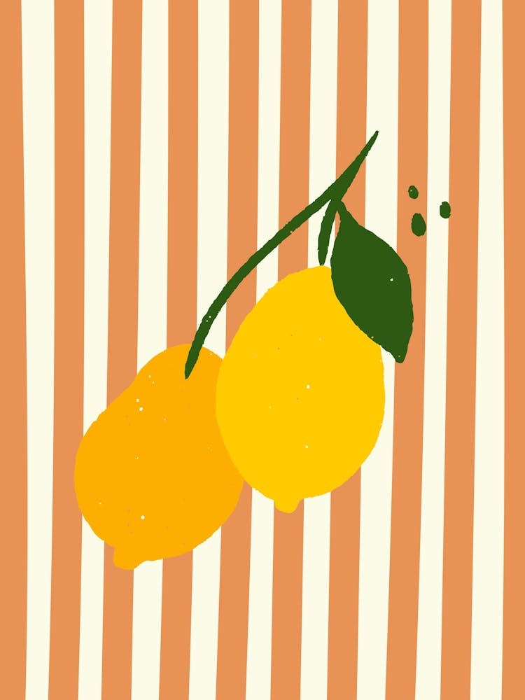 Zitronen auf einem orange gestreiften Poster