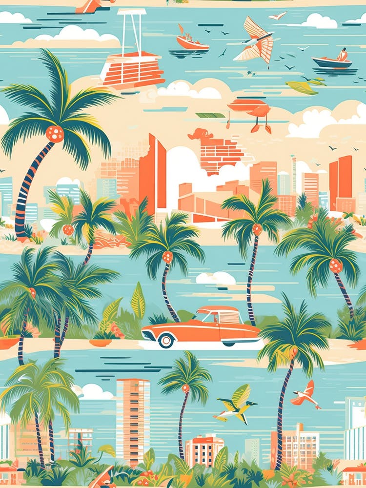 Miami Beach, Florida, California, Inspired Travel Pattern 7