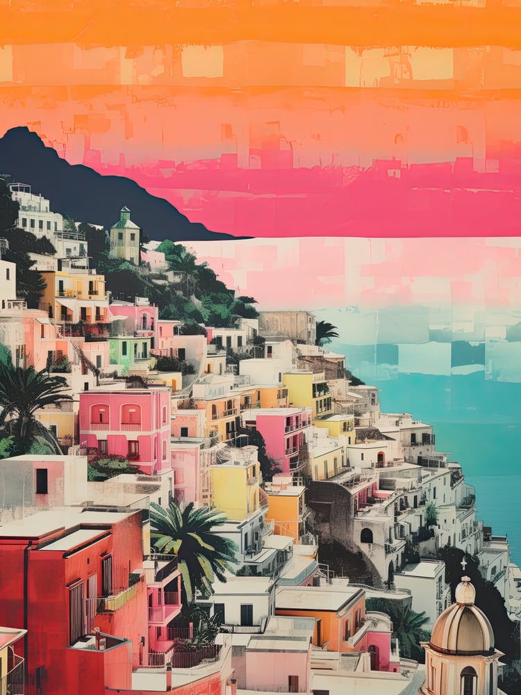 Positano In Risograph Style 3