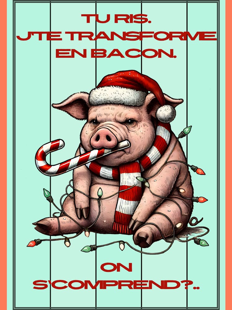 Cochon Noël humour menthe