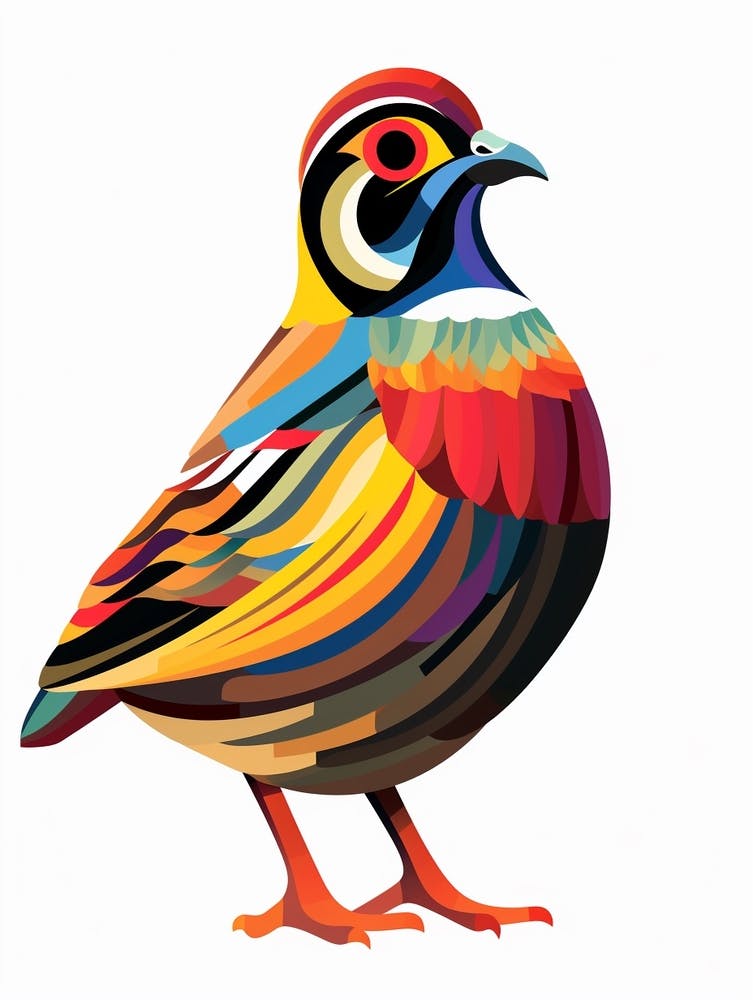 Colourful Geometric Bird Partridge 2