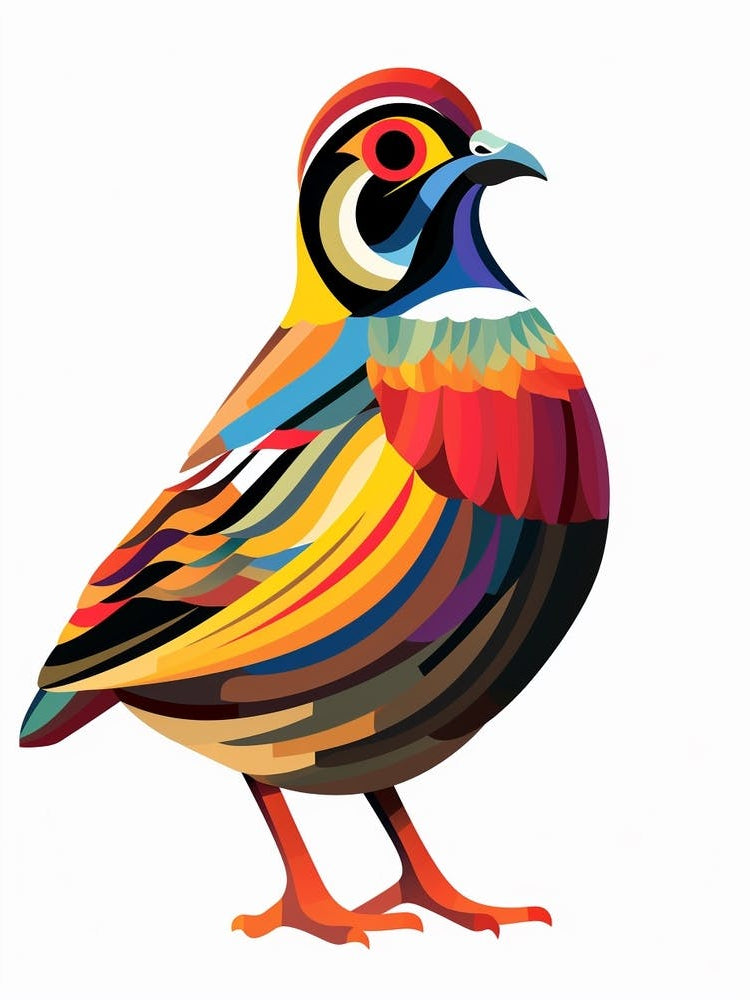 Colourful Geometric Bird Partridge 2