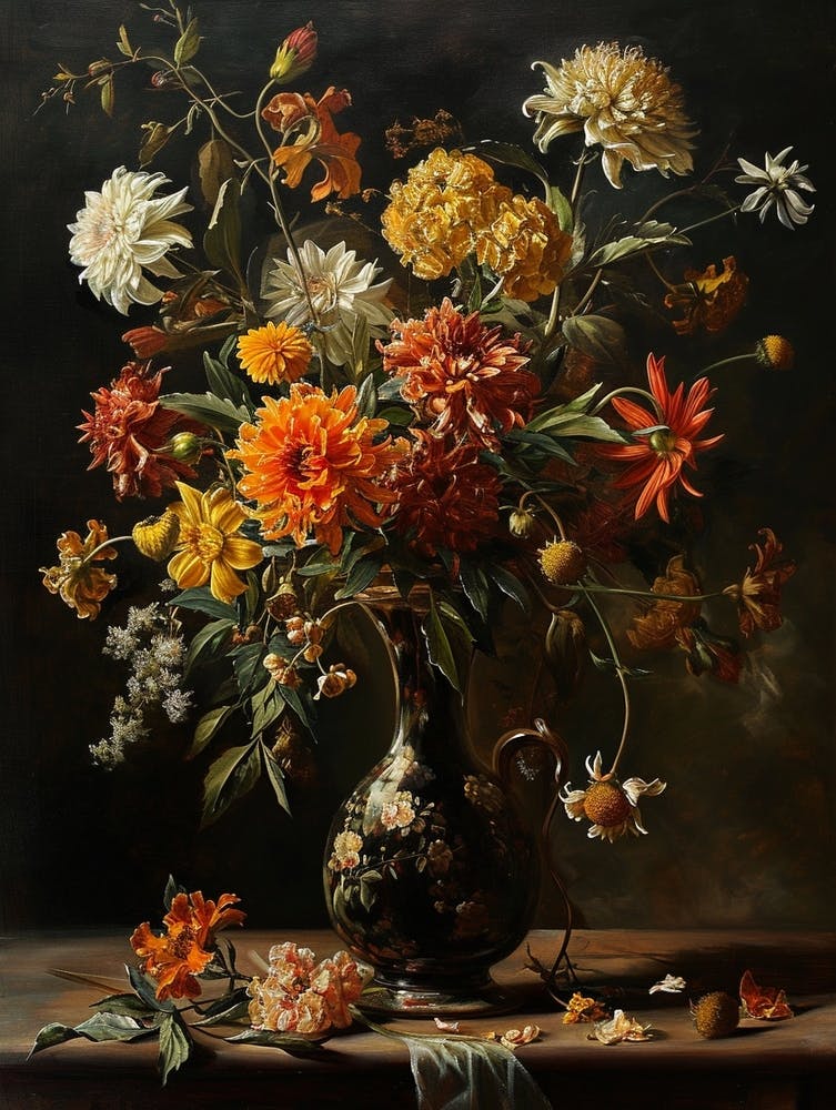 Baroque Floral Still Life Celosia 1