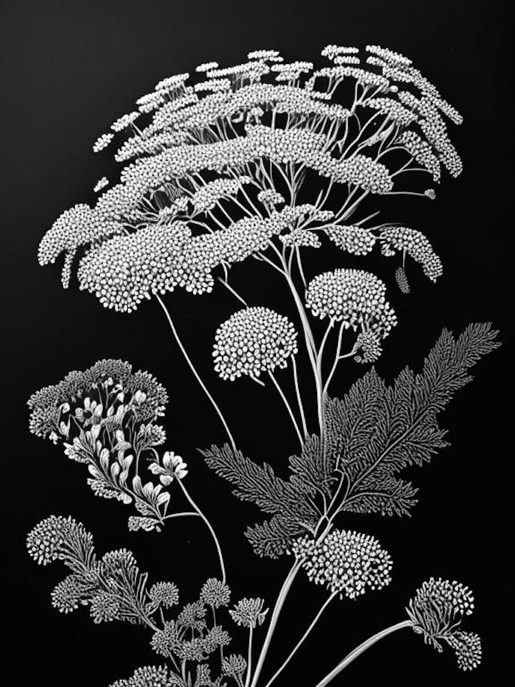 Yarrow Wildflower Linocut 2