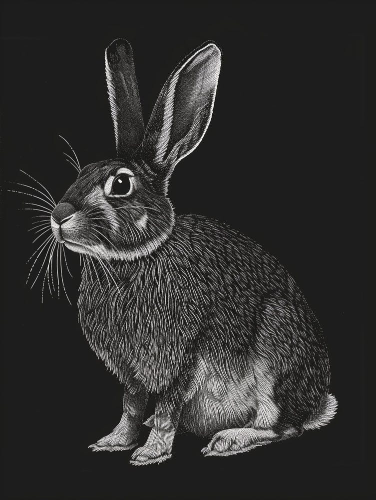 Flemish Giant Blockprint Rabbit Illustration 2