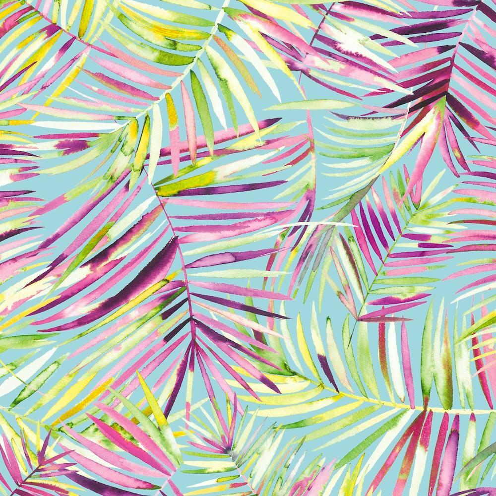 Tropical Palms Blue Square