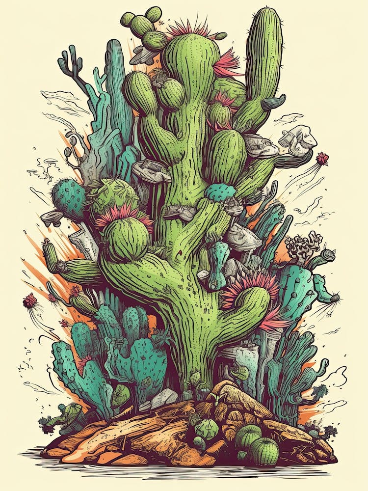 Surreal Cactus Illustration
