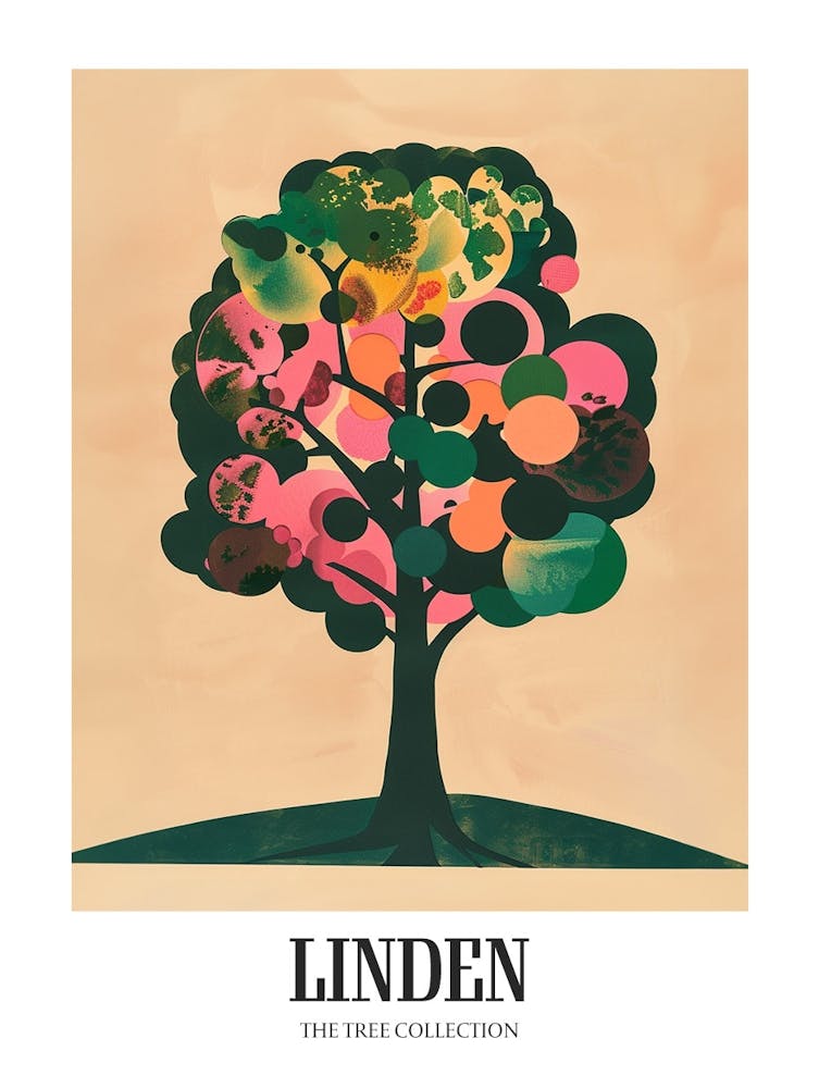 Linden Tree Colourful Illustration 3 Poster