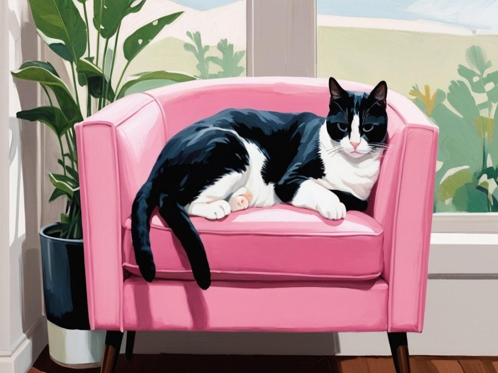 Cat Napping in an armchair wall art poster print