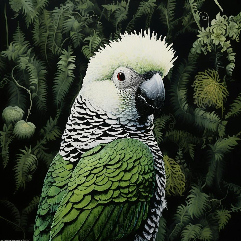 Ohara Koson Inspired Bird Painting Parrot 2 Square