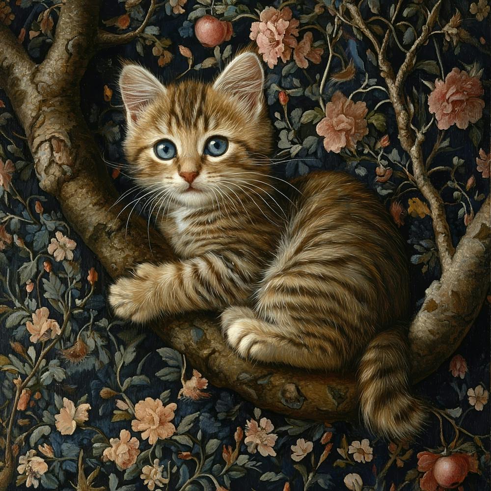 Kitten In A Tree Art