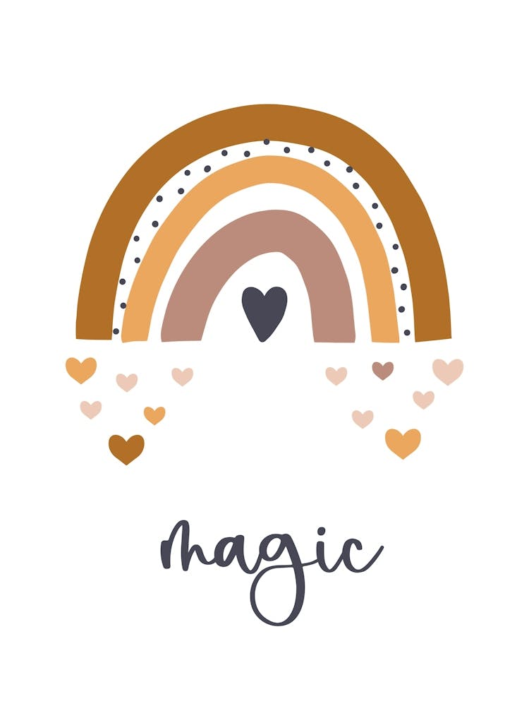 Cute Boho Rainbow, Magic Lettering, Baby
