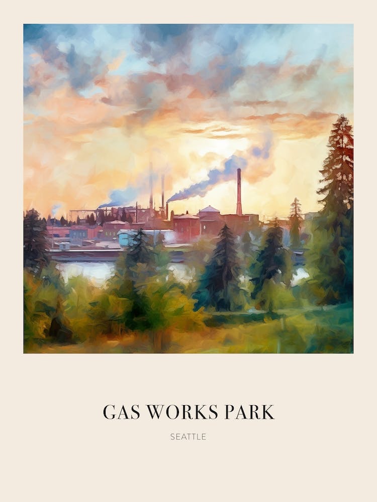 Gas Works Park Seattle Affiche Vintage Inspirée de Cézanne