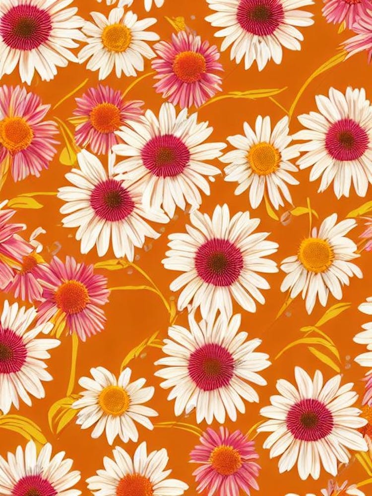 Echinacea Floral Print Retro Pattern2 Flower