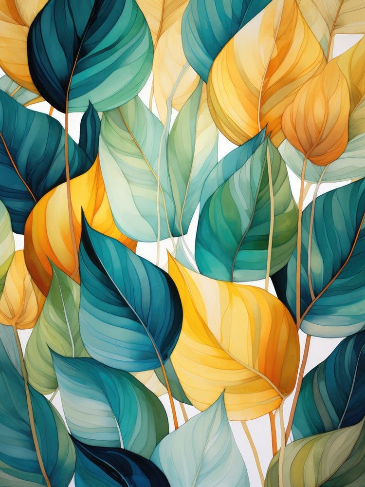 Abstract Watercolor Leaves