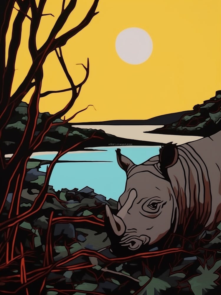 Rhinocéros avec le soleil - Illustration géométrique 7