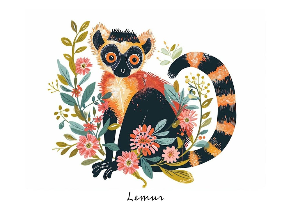 Little Floral Lemur 4 Poster