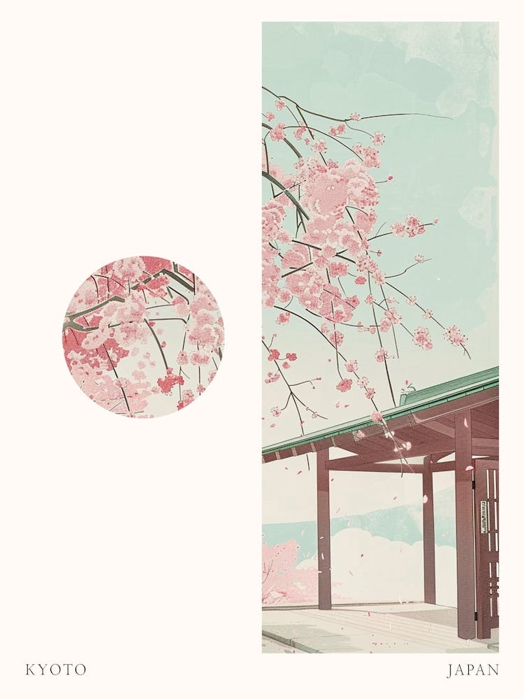 Kyoto Japan 7 Cut Out Travel Poster
