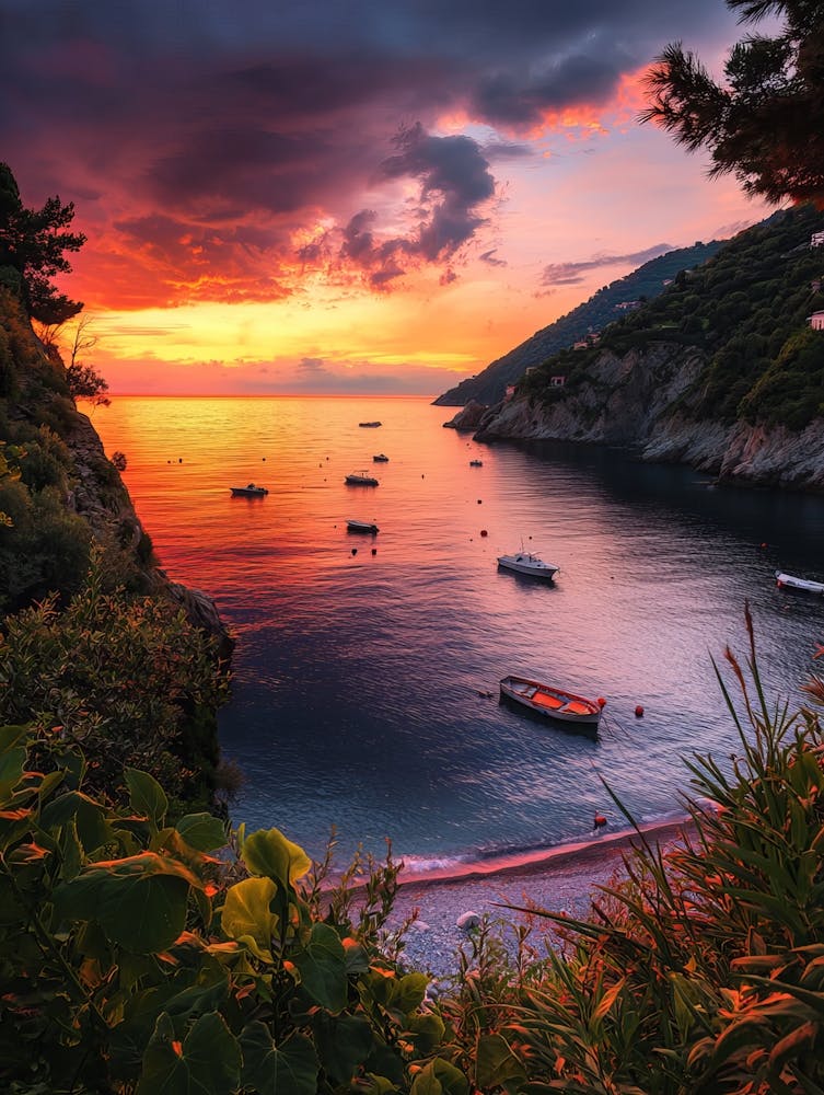Sunset In Cinque Terre