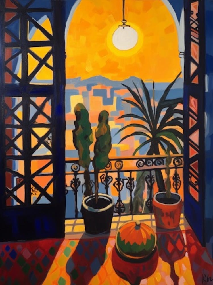 Window View Of Marrakech In The Style Of Fauvist 4