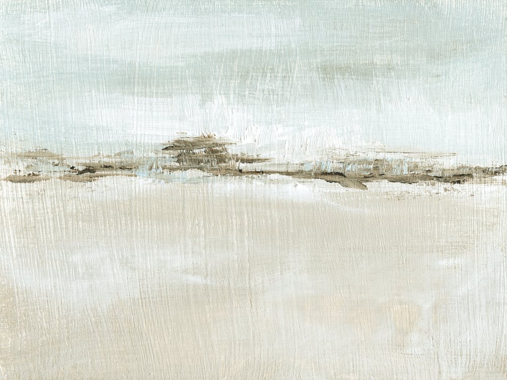 Breathe - Blau Beige Abstraktes Küstengemälde