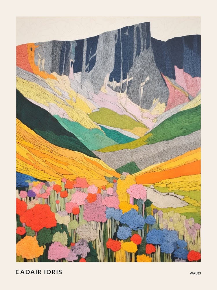 Cadair Idris Wales 2 Colourful Mountain Illustration Poster