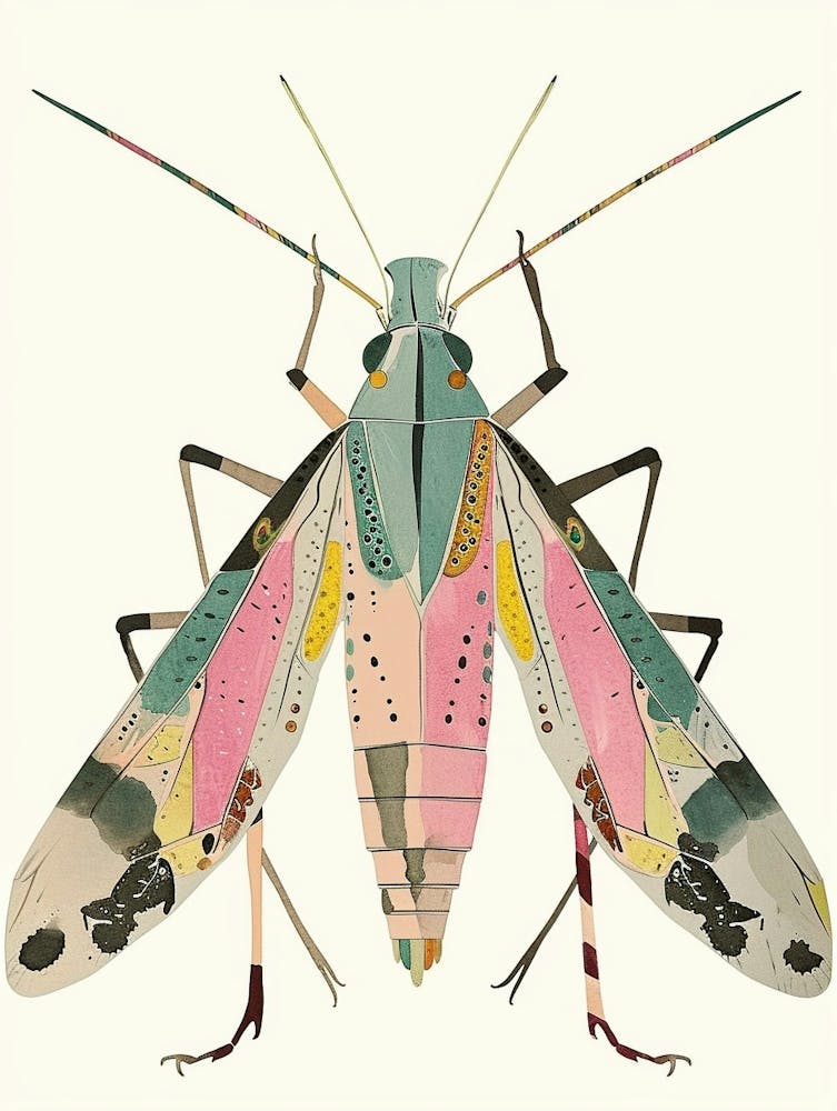 Colourful Insect Illustration Katydid 6