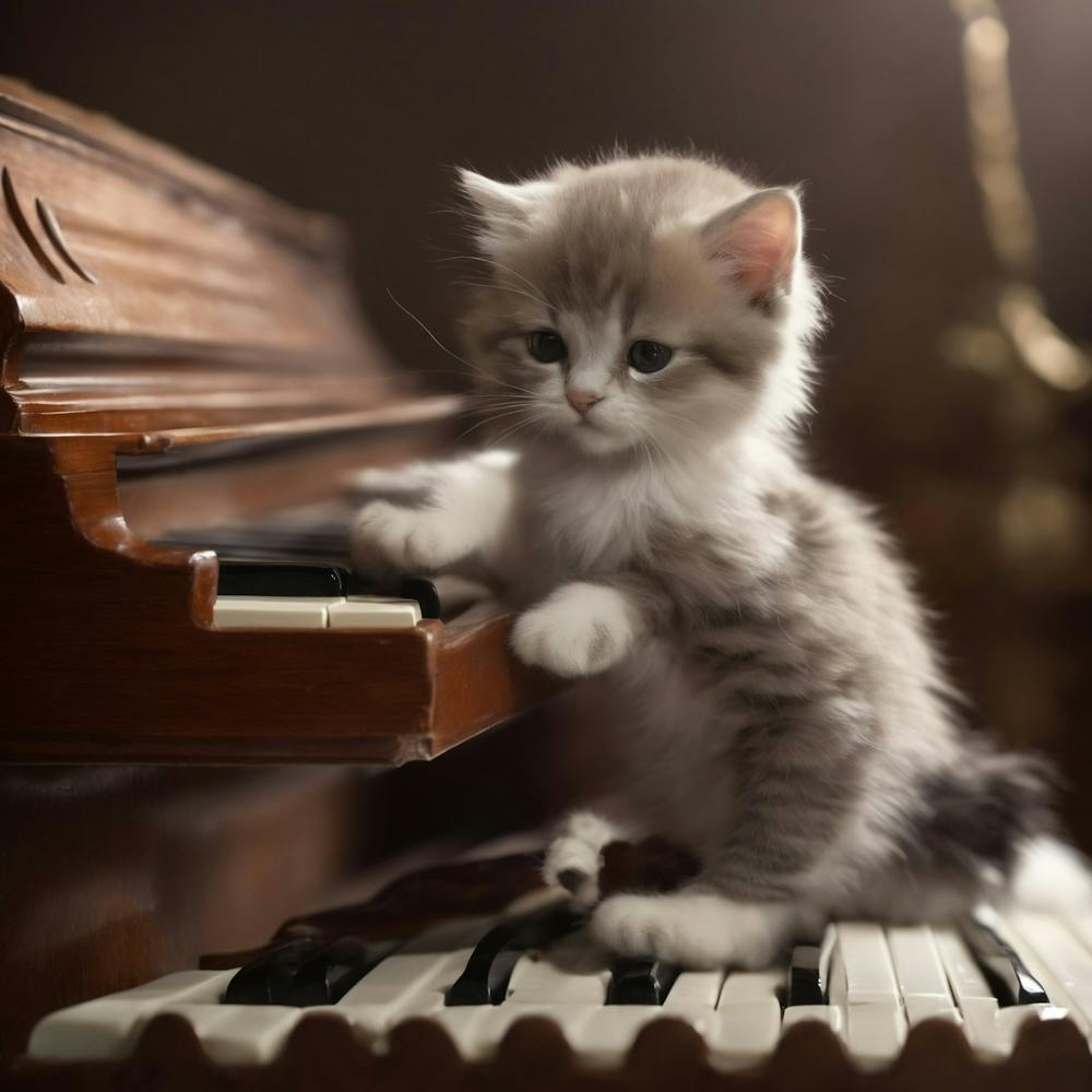 Kitten Playing Piano