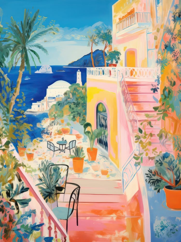Capri   Italy Beach Club Lido Watercolour 1