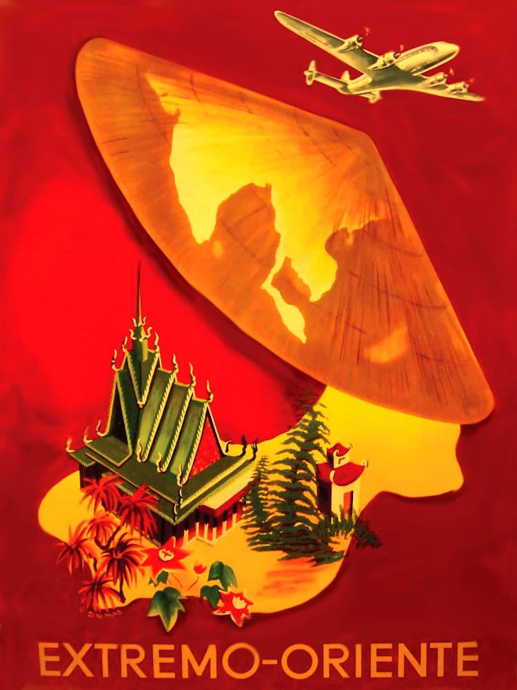 Orient From Above, Vintage Airline Poster