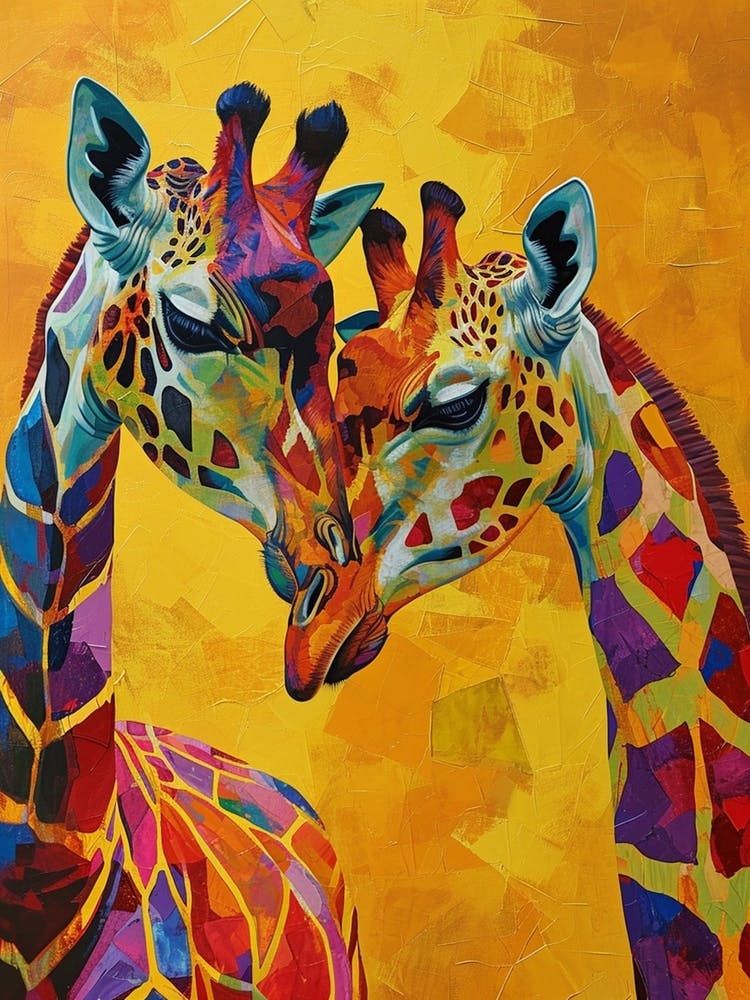 Pair Of Giraffe Colourful 4