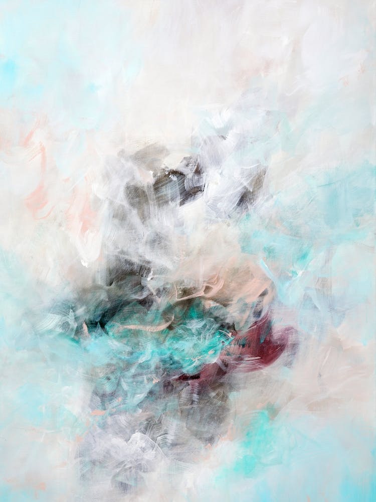 Teal And Blush Abstract Painting