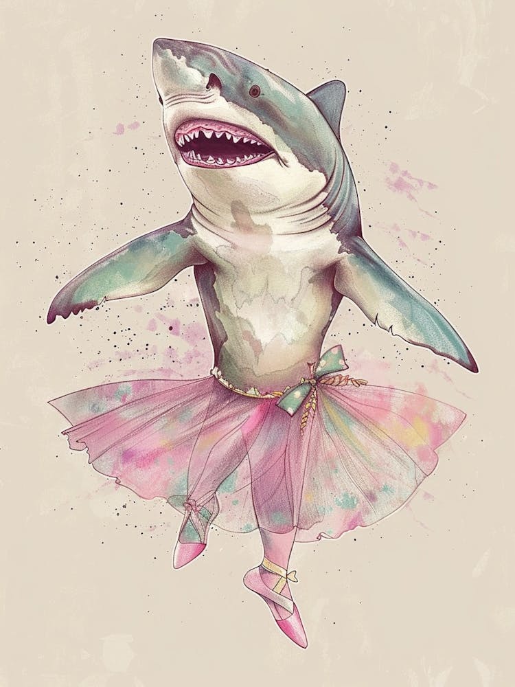 Watercolour Ballet Shark In A Tutu