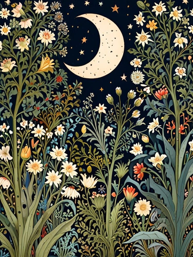 William Morris Moon And Flowers 34