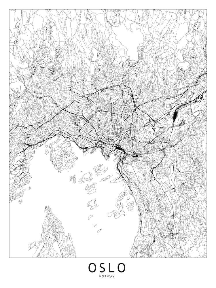 Oslo White Map