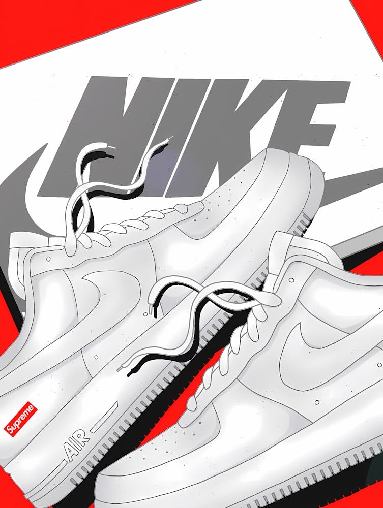 Nike Air Force 1 - Supreme Air Force 1 illustration - hype sneaker digital art