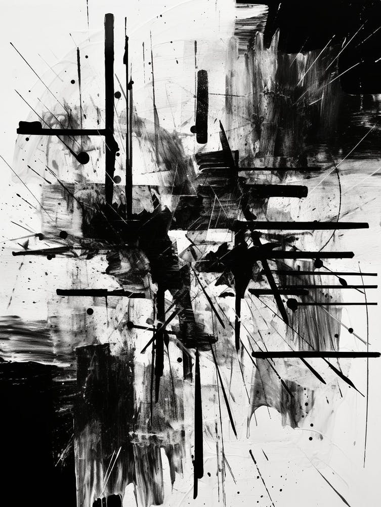 Chaos Abstract Black And White 3
