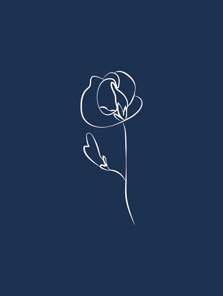 Line Art Flower 2 - Navy