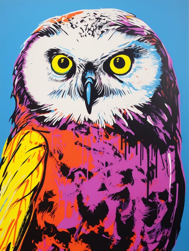 Andy Warhol Style Bird Snowy Owl 4