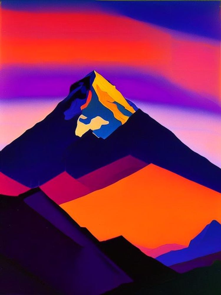 Geometric Mountain At Dusk