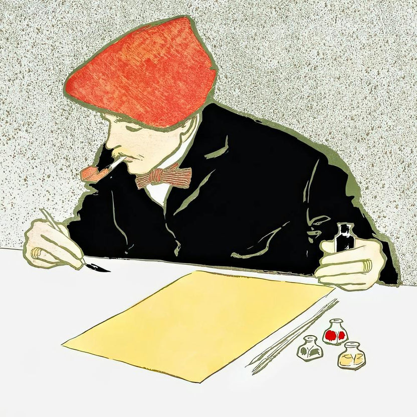 Vintage Man Drawing Illustration, Edward Penfield