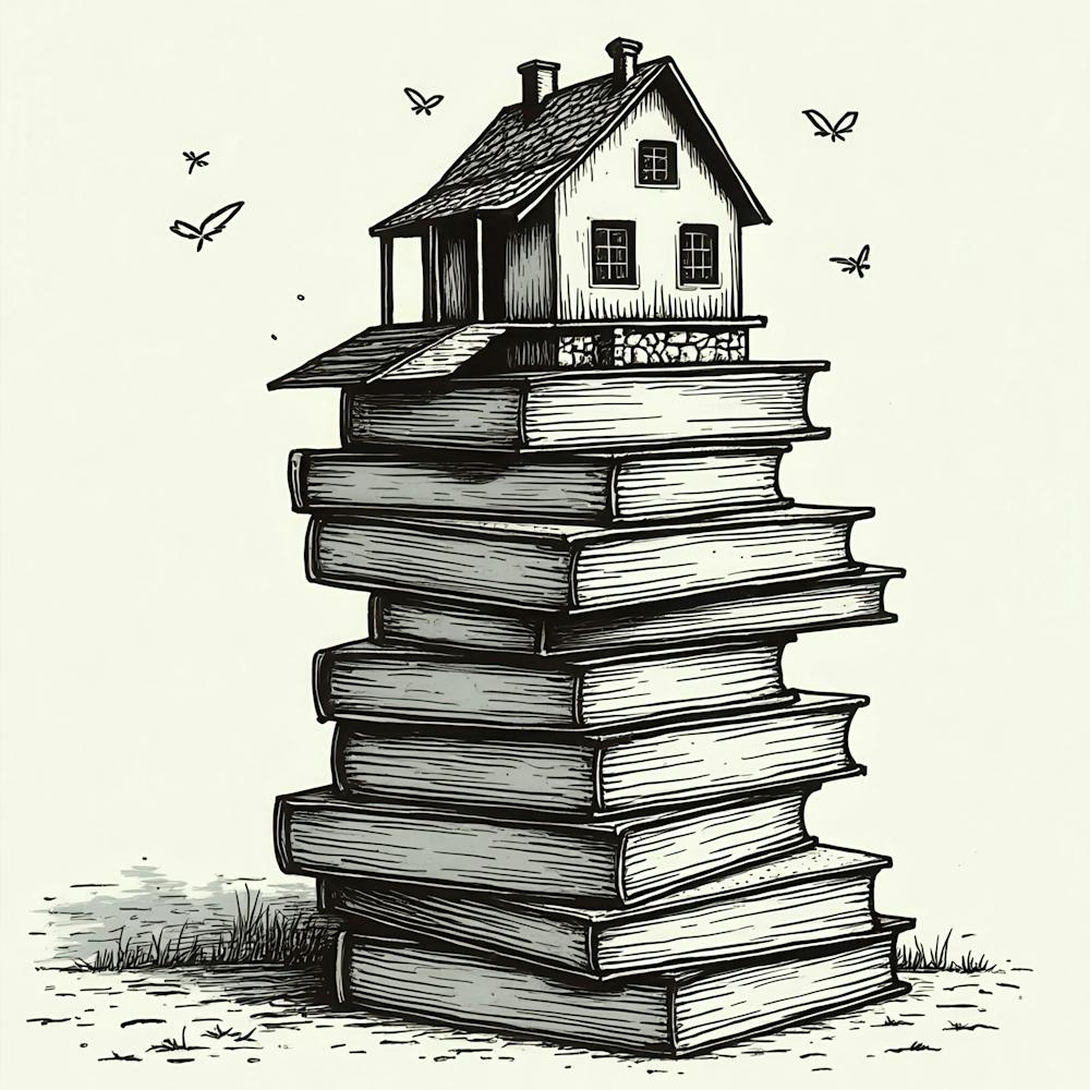 Maison Sur Une Pile de Livres 1