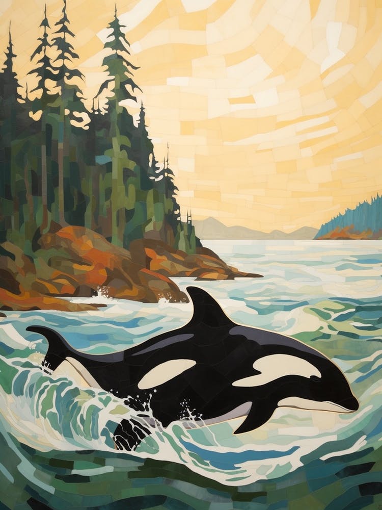 Matisse Style Killer Whale With Woodland Coast 5