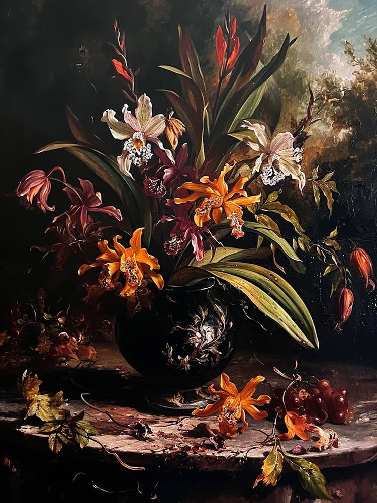 Baroque Floral Still Life Monkey Orchid 1